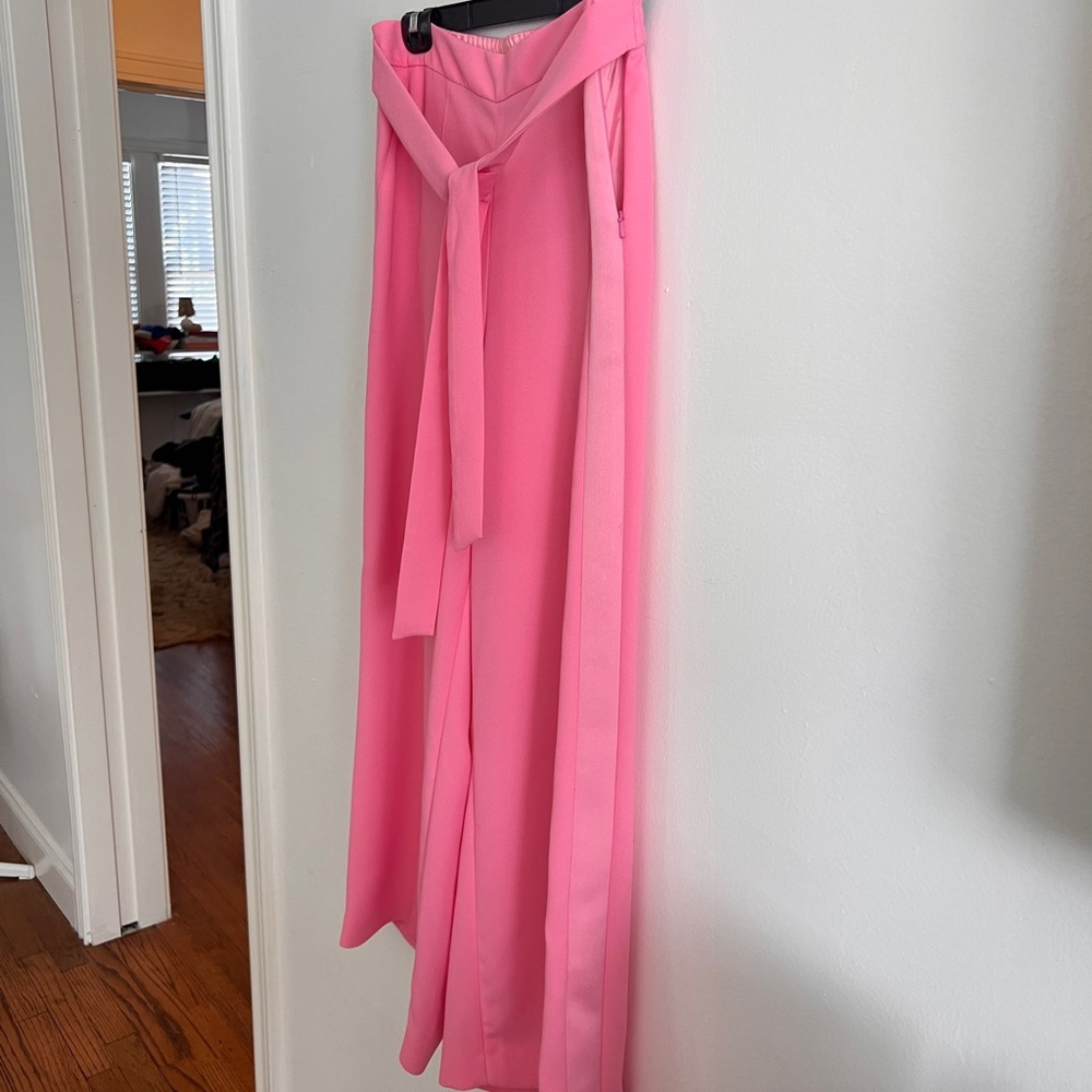Me + Em Pink Wide Leg Waist Tie Trousers - Picture 5 of 9